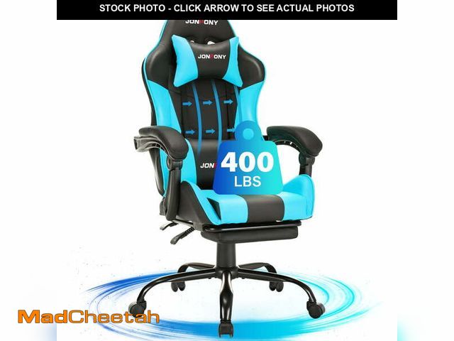 Lot 74-12832084 - JONPONY Big and Tall 400LBS Gaming Chair, Ergonomic Design, Gamer Chair PU Leather with Footrest and...