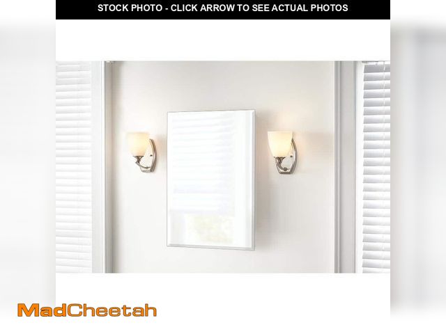 Lot 74-12774785 - Glacier Bay 16 in. W x 26 in. H Rectangular Wood Composite Medicine Cabinet with Mirror - UNUSED