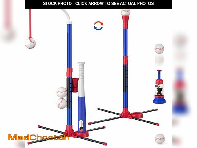 Lot 74-14209763 - HYES 3-in-1 Baseball Set for Kids 3-5 - Tee Ball Stand, Hanging Tee, Ball Launcher and 6 Softballs -...