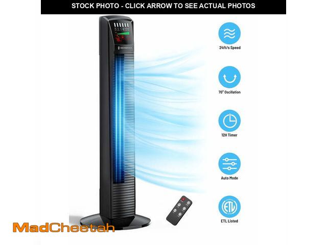 Lot 74-14608485 - Tower Fan for Home, TaoTronics 36" Standing Floor Fan, 70Â° Oscillating Quiet Cooling Fan, Remote Co...