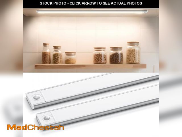Lot 74-12314509 - Under Cabinet Lighting 16", 108 LED Motion Sensor Light Indoor with 3 Color Dimmable, Battery Operat...