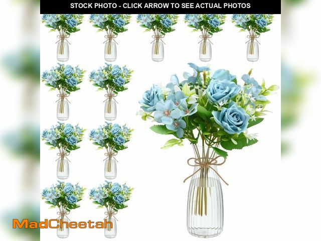 Lot 74-14053590 - Thiccywoov 36 Pack Artificial Mini Rose Flowers with Vase Bulk, 24 Bundles Silk Rose Flower Artifici...