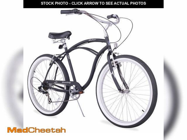 Lot 74-13790583 - Firmstrong Urban Man Beach Cruiser Bike, Mens Bicycle 26-Inch, 7-Speed, Black - USED