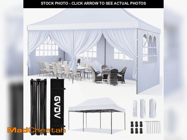 Lot 74-12402821 - GVDV 10' x 20' Pop up Canopy Tent Party Tent Outdoor Event Instant Tent Gazebo with Removable Sidewa...