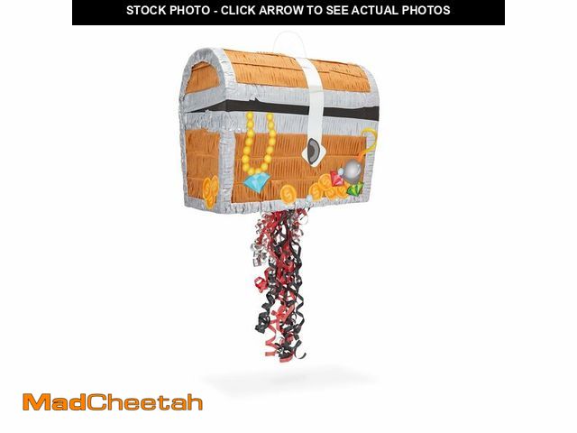 Lot 74-14265264 - BLUE PANDA Pull String Treasure Chest Pinata - 12 x 10 x 6.5 In, Blue - Pirate Treasure Chest Birthd...