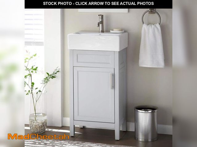 Lot 74-12650902 - Home Decorators Collection Arvesen 18 in. W x 12 in. D x 34 in. H Single Sink Bath Vanity in Dove Gr...