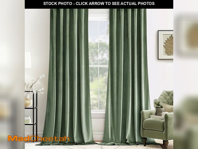 Lot 74-14270134 - MIULEE Sage Green Velvet Curtains 96 inches Long - Luxury Blackout Curtains for Bedroom Living Room ...