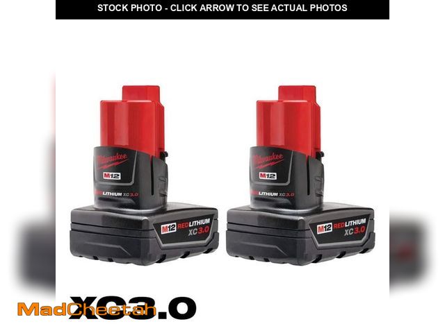Lot 74-12560095 - Milwaukee M12 12-Volt Lithium-Ion XC Extended Capacity 3.0 Ah Battery Pack (2-Pack) - UNUSED