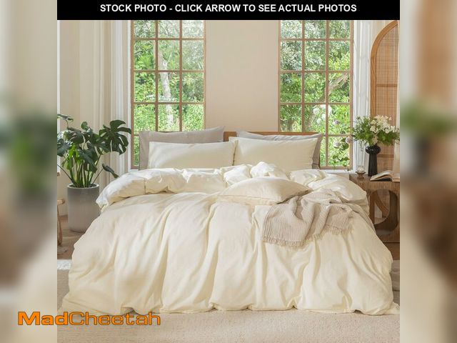 Lot 74-13717703 - MooMee Bedding Duvet Cover Set 100% Washed Cotton Linen Like Textured Breathable Durable Soft Comfy ...