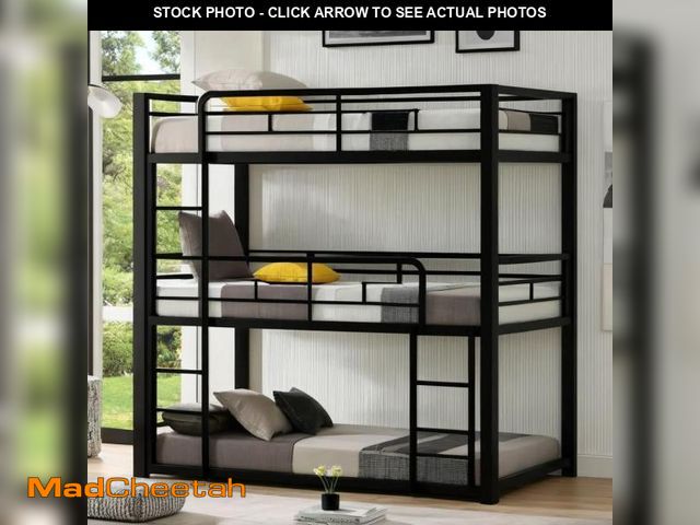 Lot 74-12516049 - UOCFYK Metal Triple Bunk Bed with Built-in Ladder, Twin Over Twin Over Twin Bunkbeds with Full-Lengt...