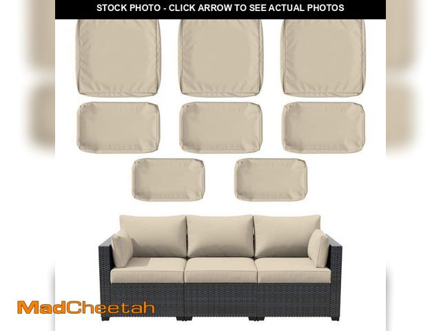 Lot 74-14243007 - Kimunuk 8-Piece Outdoor Patio Cushion Cover, UV and Waterproof Replacement Slipcovers Cream ( No Ins...