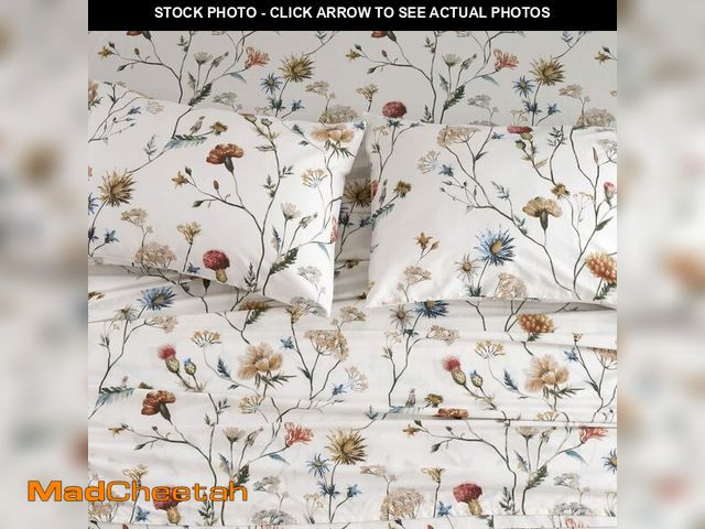 Lot 74-14379563 - DAUAOTO 100% Cotton Sheets Set Twin Size Printed Bedding Sets, Up to 14" Deep Mattress, Foral Botani...