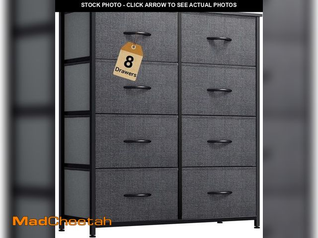 Lot 74-12098655 - YITAHOME Dresser for Bedroom, Tall Dresser with 8 Drawers, Storage Tower with Fabric Bins, Chest of ...