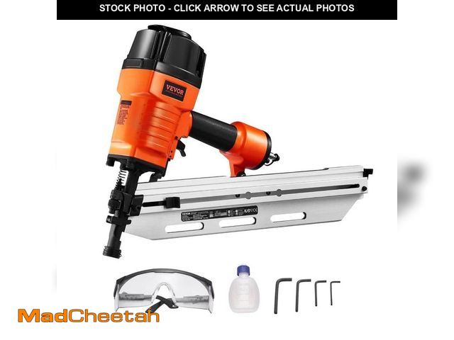 Lot 74-14560950 - VEVOR Framing Nailer, 80-120 PSI Air Nail Gun, 2 in. to 3-1/2 in. 21 Degree Full Round Head Pneumati...