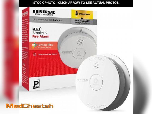Lot 74-12492666 - Universal Security Instruments Hardwired and 1-Year Battery Backup Smoke Detector with Photoelectric...