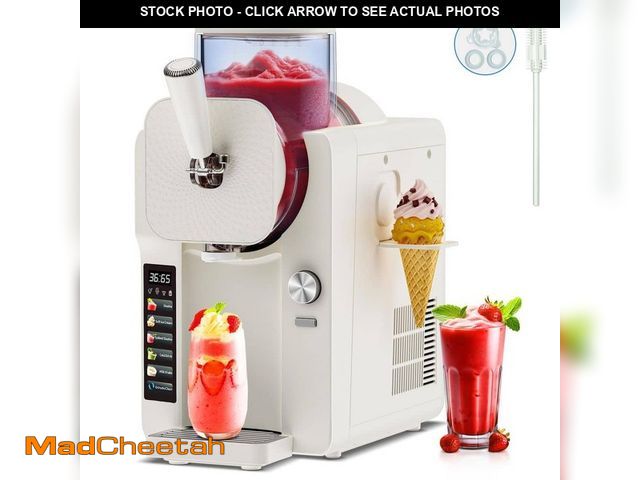 Lot 74-12592205 - Hooure 68 oz. White Large Capacity Self-Cleaning Snow Cone Machine and Ice Cream Make with 6 Smart M...