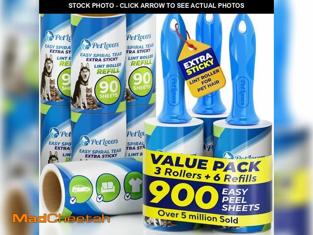 Lot 74-14271156 - PetLovers Extra Sticky Lint Roller Mega Value Set 900 Sheets for Pet Hair Removal and Clothes, Dog a...