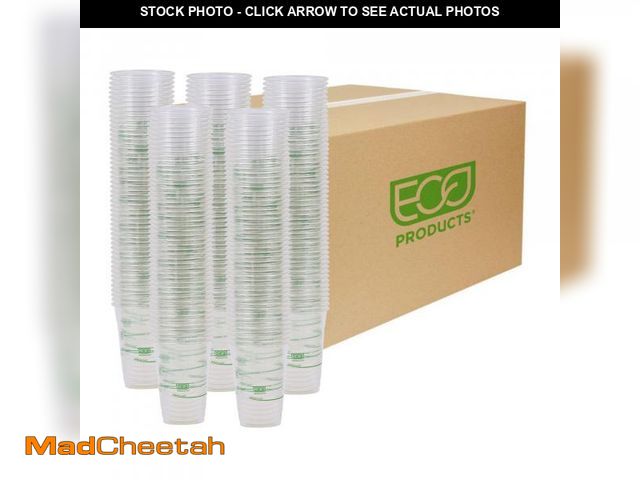 Lot 74-12274472 - ECO PRODUCTS GreenStripe Clear Compostable 16oz PLA Plastic Cups, Case of 1000, Disposable Renewable...