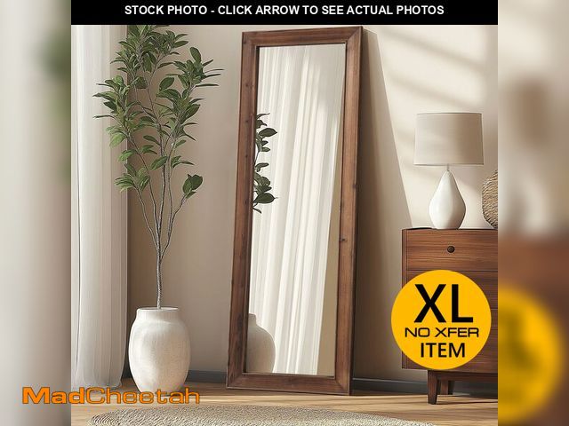 Lot 74-13012533 - Farmhouse Standing Mirror Full Length, 64"X21" Rustic Wood Frame Floor Mirror with Stand, Full Body ...