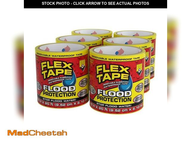 Lot 74-12783591 - FLEX SEAL FAMILY OF PRODUCTS Flex Tape Flood Protection 3.75 in. x 20 ft. (6-Pack) (Yellow) - UNUSED