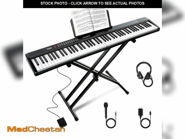 Lot 74-12693985 - (MISSING HEADPHONES) 88 Key SEMI-Weighted Keyboard Piano For Beginners w/Stand, MIDI, Bluetooth, 100...