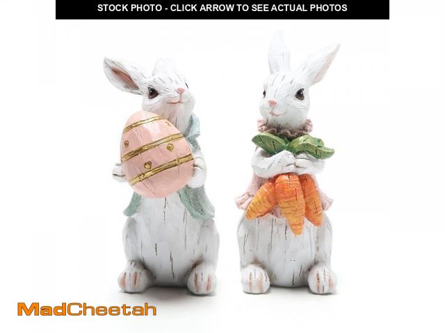 Lot 74-11551189 - Hodao Easter Bunny Decorations Spring Home Decor Bunny Figurines(Easter White Rabbit 2pcs) - UNUSED