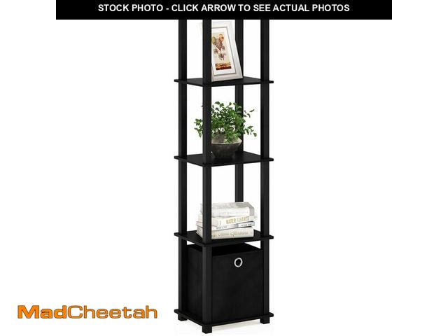Lot 74-12544065 - FURINNO Decorative Shelf With Bin, Black - UNUSED