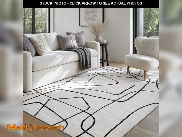 Lot 74-14215531 - YIHOUSE 5x7 Washable Living Room Rug - Modern Abstract Black and White Area Rug Non-Slip for Bedroom...
