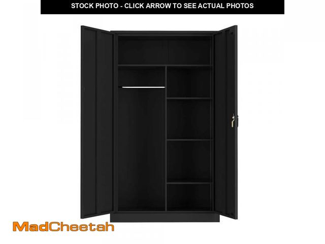 Lot 74-12464451 - Mlezan Combination storage cabinet 17.7"D x 35.4"W x 72"H Black Metal Locker Storage Home Office Gar...