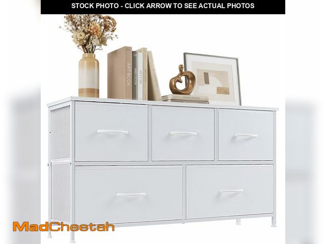 Lot 74-13844324 - Accver Dresser with 5 Drawers for Bedroom, Fabric Storage Dresser for Closet, Anti-Tip TV Stand for ...
