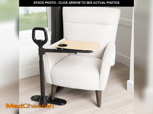 Lot 74-13419275 - Able Life Tray Table, Adjustable Bamboo TV and Laptop Desk with Ergonomic Stand Assist Safety Handle...