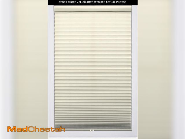 Lot 74-12367394 - DEZ FURNISHINGS Cordless 1" Light Filtering Pleated Shade, Fabric, 35" W x 48" H, Ecru - UNUSED