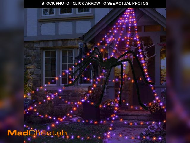 Lot 74-12782182 - Halloween Spider Web Lights Decoration 455 LED Spider Webs Halloween Decorations Outdoor with 59" La...