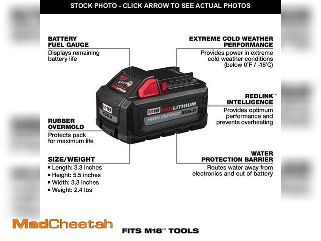 Lot 74-13612694 - Milwaukee M18 18-Volt Lithium-Ion High Output Battery Pack 6.0Ah - UNUSED