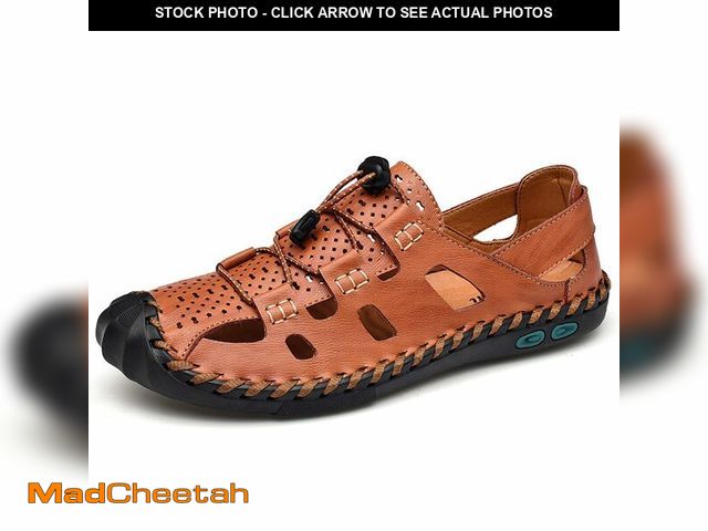 Lot 74-14274709 - ZHNSHM Mens Casual Closed Toe Leather Sandals Outdoor Fisherman Adjustable Sport Summer Shoes - UNUS...
