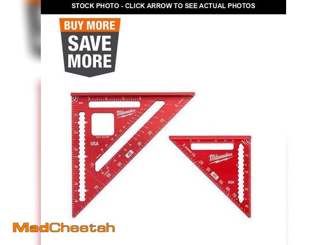 Lot 74-13692193 - Milwaukee 7 in. Rafter Square and 4-1/2 in. Aluminum Trim Square Set - UNUSED