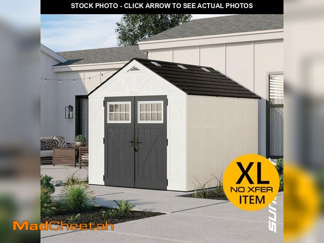 Lot 74-13796941 - Suncast Tremont 8 ft. W x 10 ft. D Plastic Resin Storage Shed with Floor (86 sq. ft.) in Ice Cube (W...