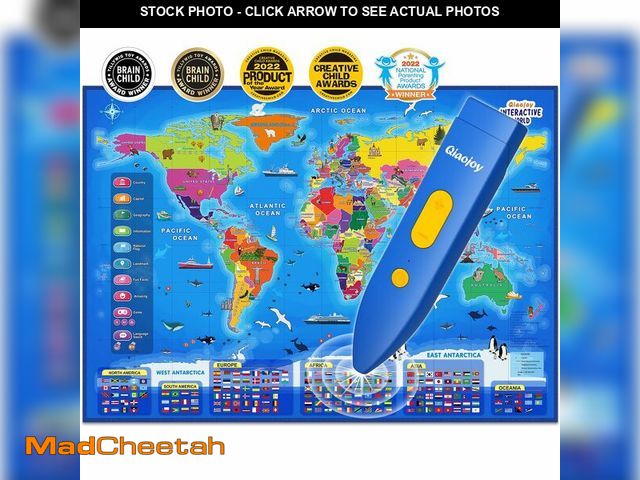Lot 74-13964618 - Qiaojoy Bilingual Interactive World Map for Kids Learning and Educational Toys, Talking Electronic K...