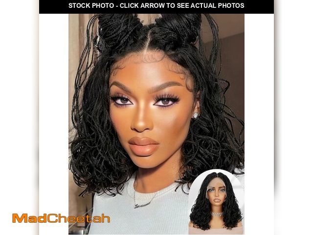 Lot 74-13960257 - FANCEE Curly Braid Full Lace Wig Double Full Lace 14 Inch Curly Wavy Micro Box Braided Bob Wig with ...