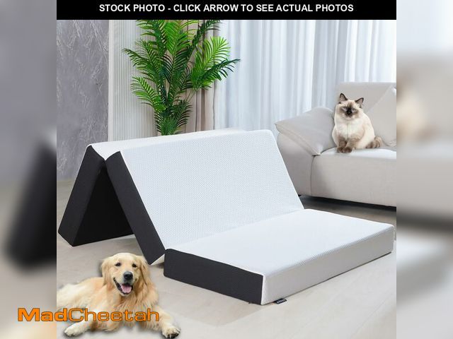 Lot 74-12688812 - Roxzo Folding Mattress Queen Size,6 inch Tri-fold Memory Foam Mattress Topper with Washable Cover, N...