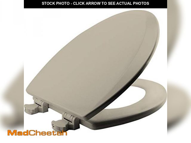 Lot 74-12137517 - Bemis 1500EC 146 Almond Elongated Molded Wood Toilet Seat with Easy-Clean &amp; Change Hinge - UNUSE...