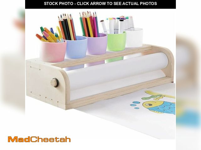 Lot 74-13709521 - EHERDM Tabletop Paper Roll Dispenser Kids Art Easel with Five Pencil Holder Cups and Paper Rolls (15...