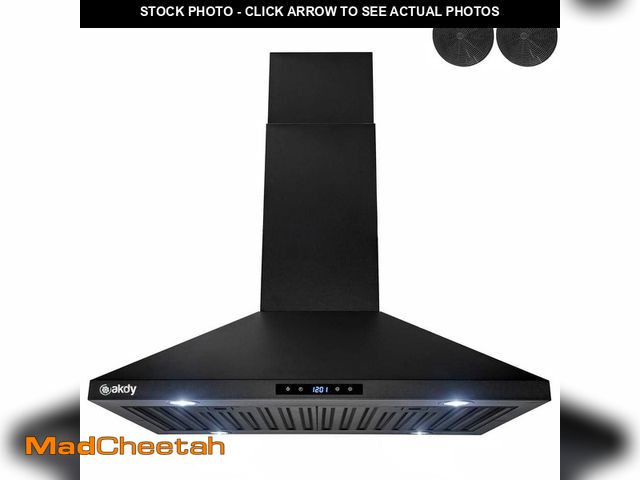 Lot 74-14306645 - AKDY 30 in. Convertible Island Mount Range Hood in Black Painted Stainless Steel with Touch Control ...