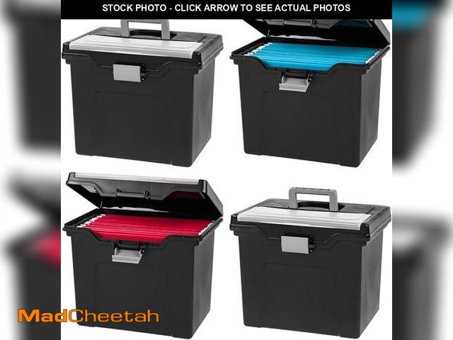 Lot 74-12399863 - IRIS USA File Box with Lid File Organizer for Letter File w/ Organizer-Lid, Water Resistant Document...