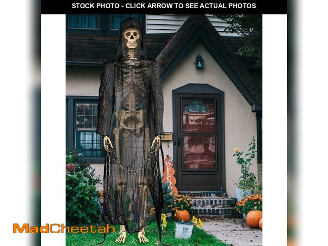 Lot 74-12707693 - Yeyeplum 12 ft Skeleton Accessories,Giant Skeleton Mesh Cloak with Hood and Plastic Chains Outfit Co...