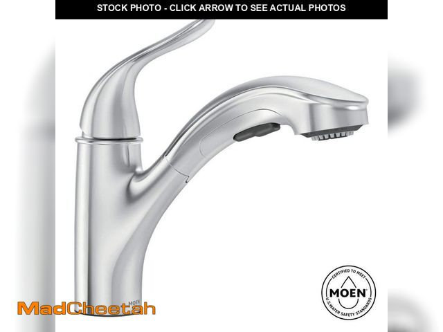 Lot 74-14594773 - MOEN Brecklyn Single-Handle Pull-Out Sprayer Kitchen Faucet with Power Clean in Chrome 87557 - UNUSE...