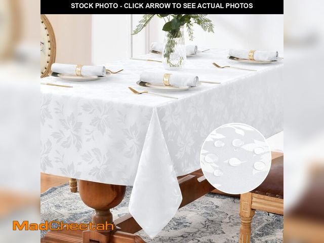 Lot 74-12716645 - Romanstile Jacquard Rectangle Tablecloth - Waterproof Damask Floral Pattern Decorative Table Cloths ...