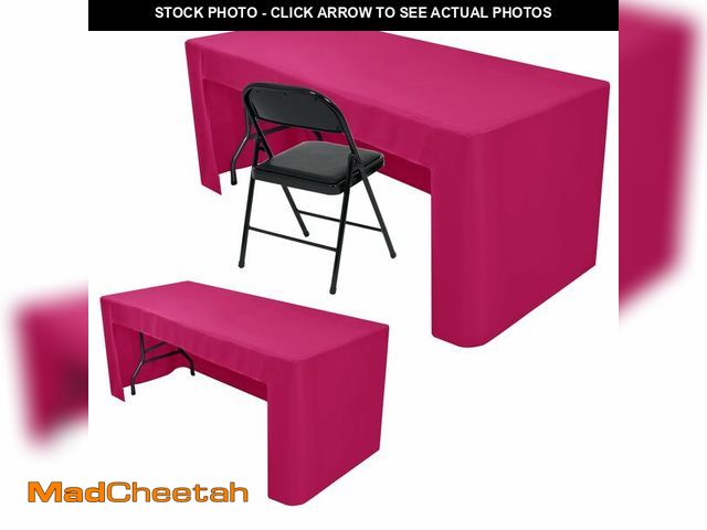 Lot 74-14150796 - Nasitos 2 Pack Fuchsia Fitted Table Cloth for 4 Foot Tables-Tablecloth Open Back Fabric Washable and...