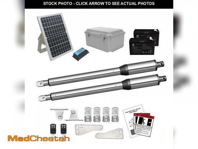 Lot 74-12164971 - (MISSING CONTROLLER)) JUJIANG C01 Solar Gate Opener with Batteries &amp; Solar Panel for Dual Swing ...