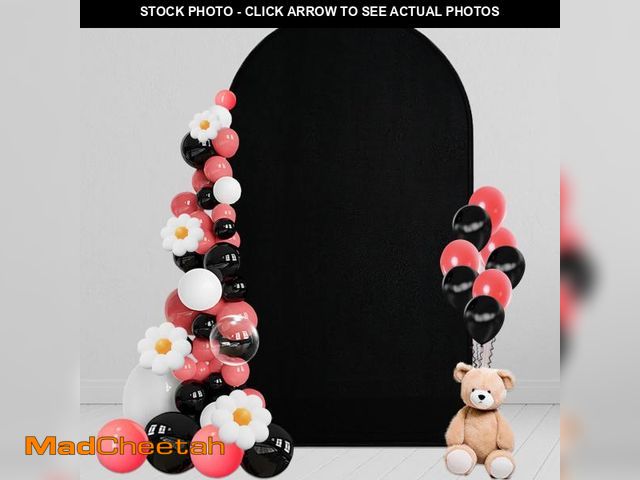 Lot 74-12304852 - Chiara Arch Backdrop Cover - 6.6 FT Stretchy Black Spandex - Wedding &amp; Birthday Stand Cover for ...